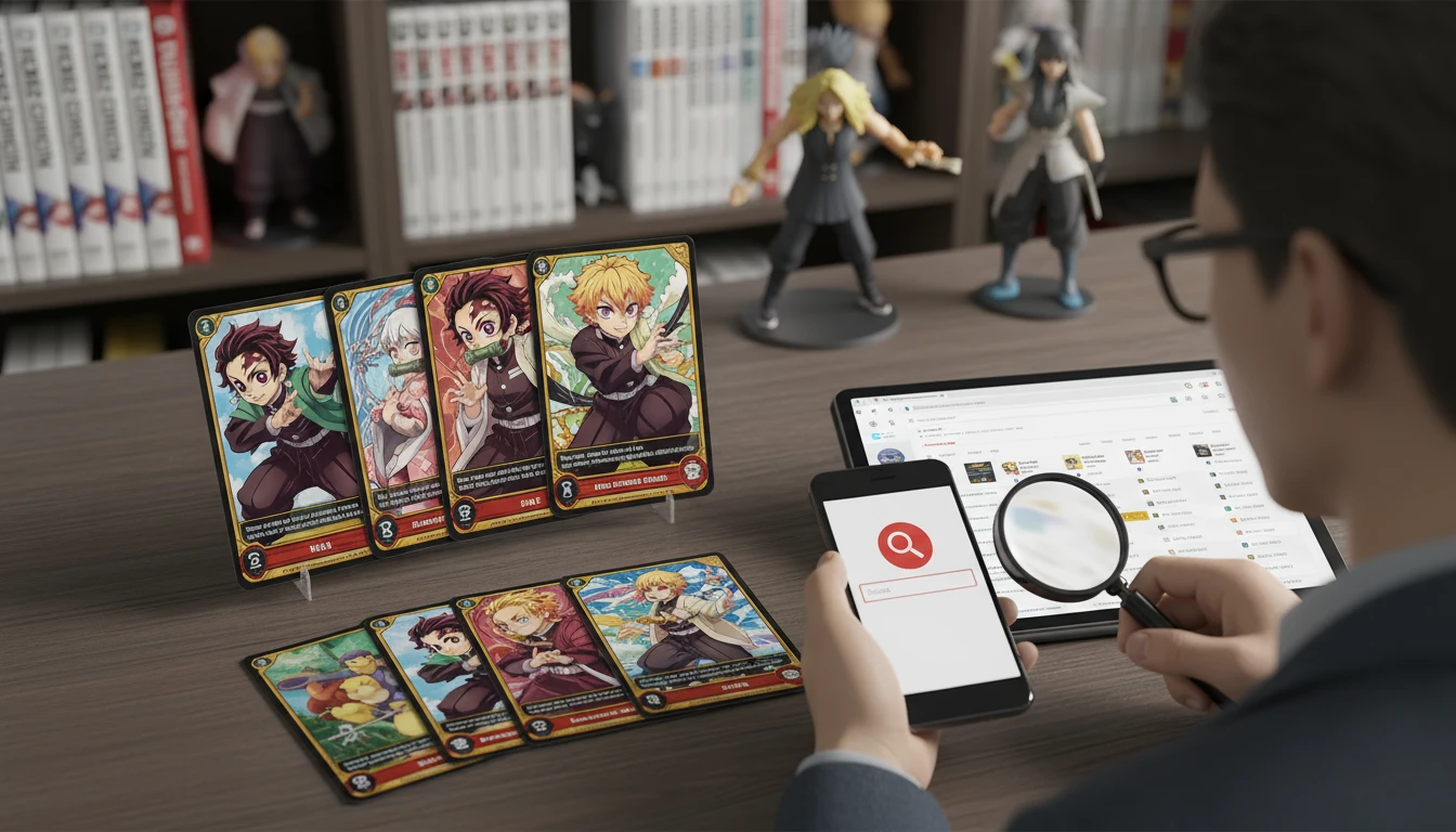 Colecionadores buscam ferramentas para catalogar e autenticar cartas de kimetsu no yaiba